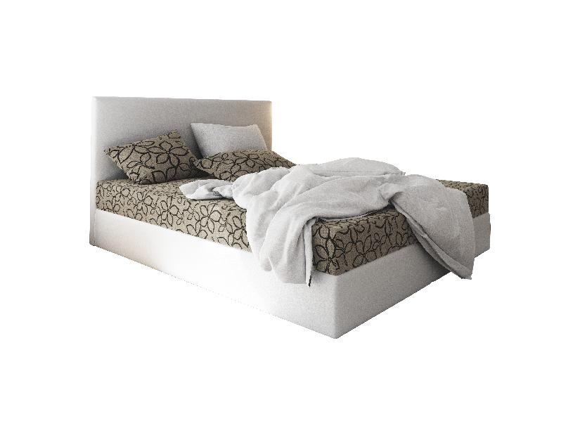 Manželská posteľ Boxspring 140 cm Lilac (vzor + biela) (s matracom a úložným priestorom)