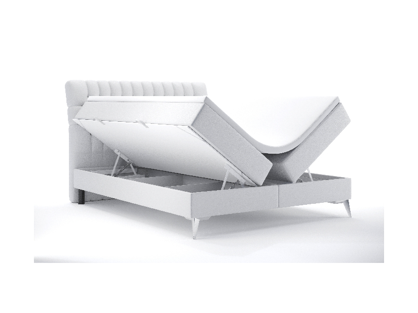 Kontinentálna posteľ 180 cm Molera (biela ekokoža) (s úložným priestorom)