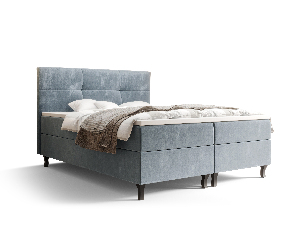 Manželská posteľ Boxspring 180 cm Lumba Comfort (svetlomodrá) (s matracom a úložným priestorom)