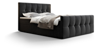 Manželská posteľ  Boxspring 180 cm Macheta (čierna) (s matracom a úložným priestorom)