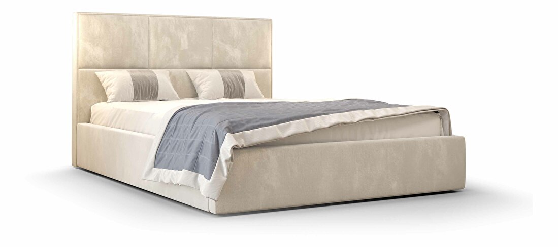 Manželská posteľ 160 cm Elna (béžová) (s roštom a úložným priestorom)