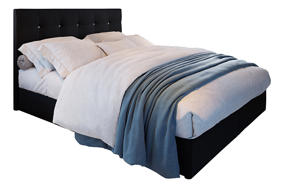Manželská posteľ Boxspring 140 cm Karen Comfort (čierna) (s matracom a úložným priestorom)