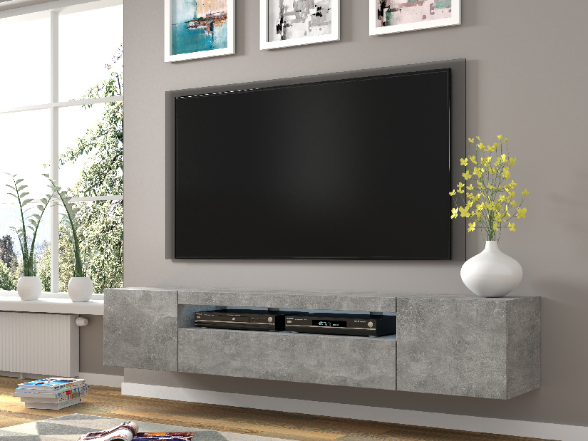 TV stolík/skrinka Aurora 200 (betón) (LED)