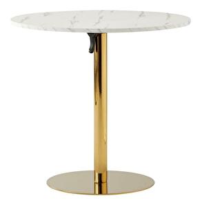 Jedálenský stôl 80 LAMONT (svetlý mramor + gold chróm + zlatá) (pre 2 osoby)