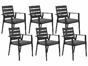 Set 6 ks záhradných stoličiek Thierry (čierna) 