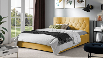 Manželská posteľ 140 cm Calzone (žltá) (s roštom a úl. priestorom)