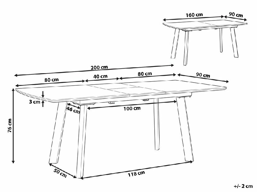 Jedálenský stôl SALVIDO (tmavé drevo + čierna) (pre 6 až 8 osôb)