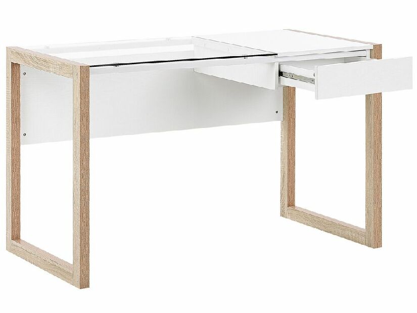 PC stolík JANAS (svetlé drevo + biela)