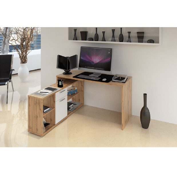 PC stolík Norrix (dub wotan + biela) *výpredaj