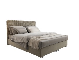 Manželská posteľ 140 cm Penarth (krémová) (s roštom, matracom a úl. priestorom)