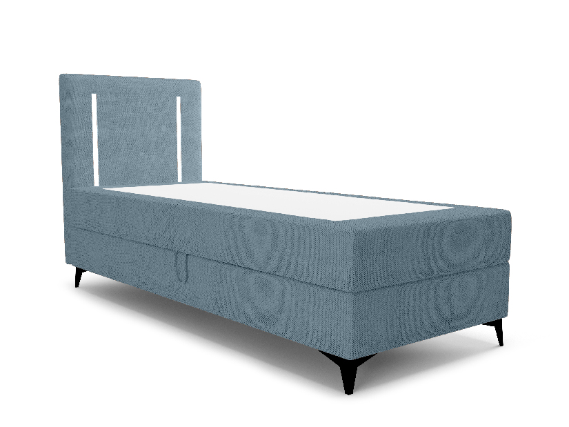 Jednolôžková posteľ 90 cm Ortega Comfort (svetlomodrá) (s roštom a matracom, s úl. priestorom) (s LED osvetlením)