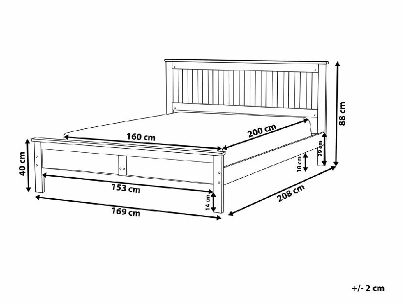 Manželská posteľ 160 cm MAYA (s roštom) (biela)