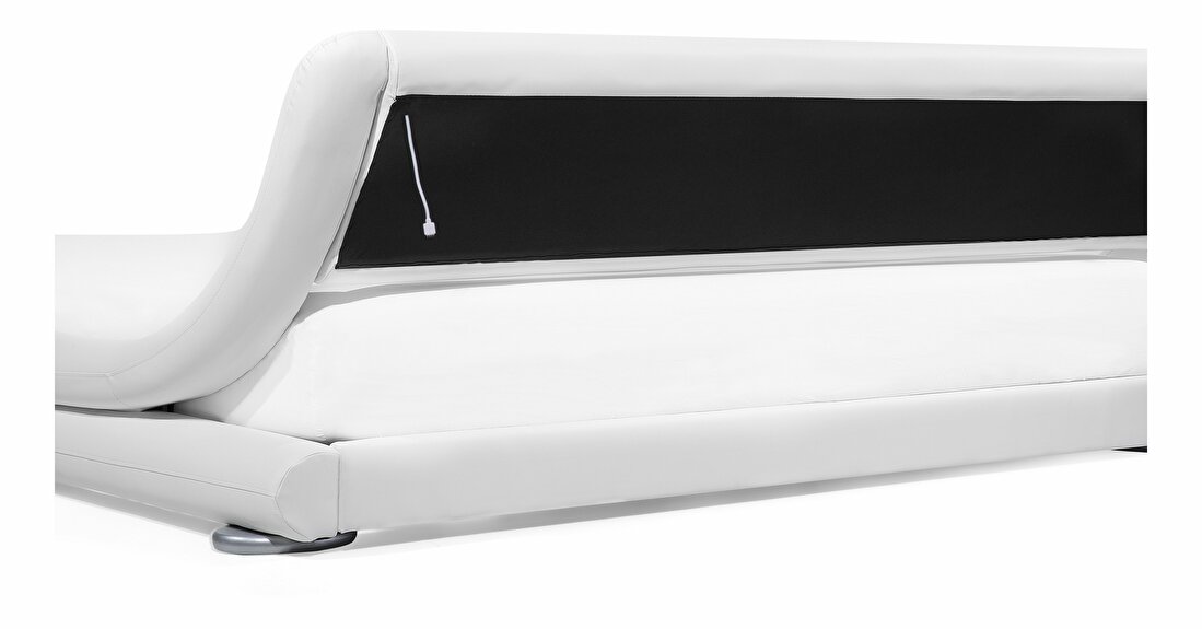 Manželská posteľ 160 cm AVENUE (s roštom a LED osvetlením) (biela)