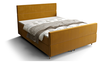 Manželská posteľ Boxspring 140 cm Flu plus (zlatá) (s matracom a úložným priestorom)