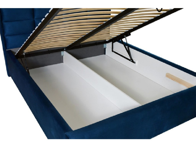 Manželská posteľ 160 cm Grander (tmavomodrá) (s roštom a úl. priestorom)