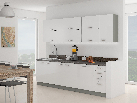 Kuchyňa Brunea 260 cm (sivá + lesk biely)