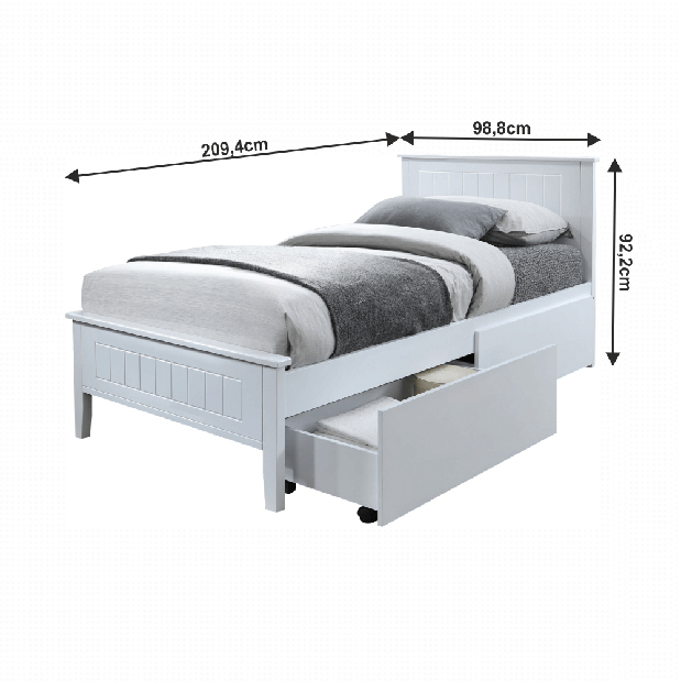 Jednolôžková posteľ 90 cm Minea (biela) (s roštom) *bazár