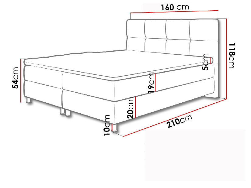 Kontinentálna posteľ 160 cm Andromeda (sivá) *výpredaj