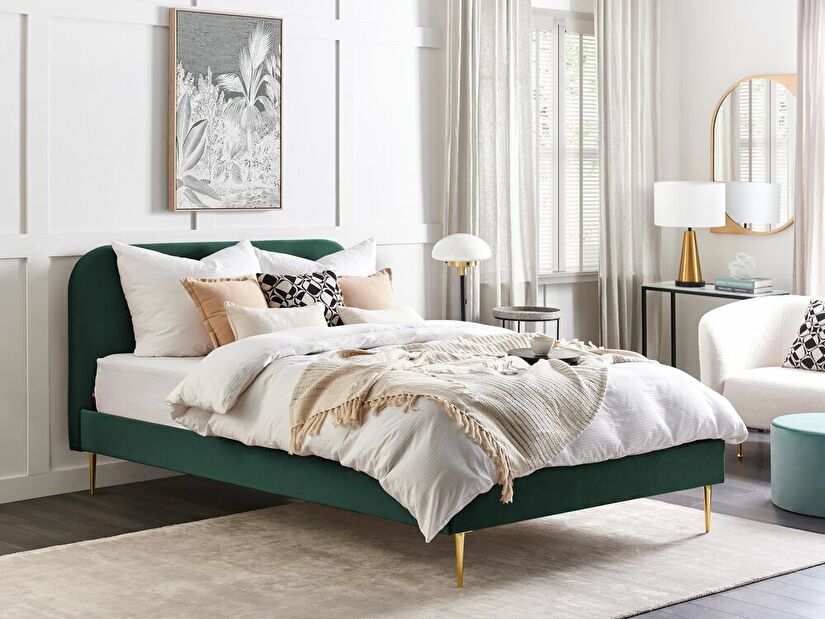 Manželská posteľ 160 cm Faris (zelená) (s roštom)