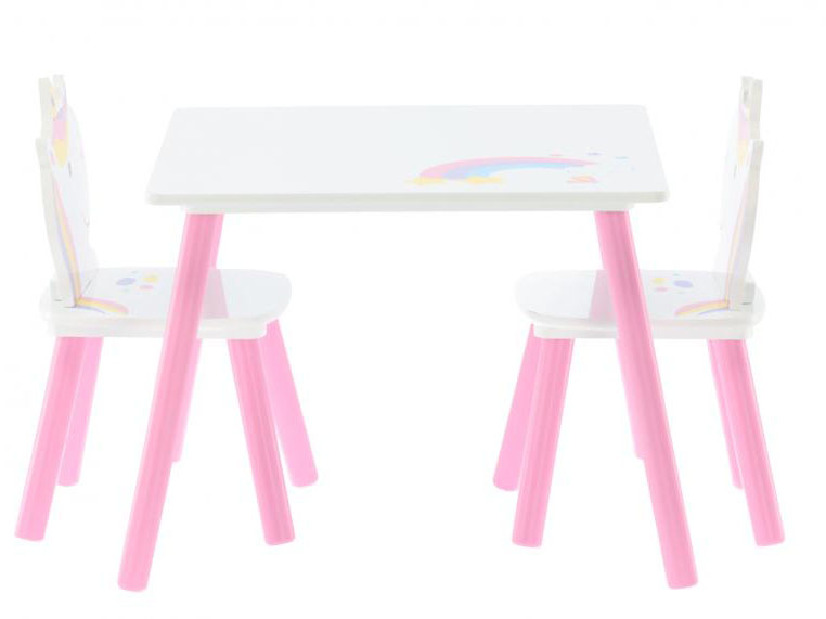 Detský set stolík a stoličky Lillyann (biela + ružová)