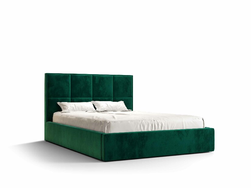 Manželská posteľ 160 cm Gino (tmavozelená) (s roštom a úložným priestorom)