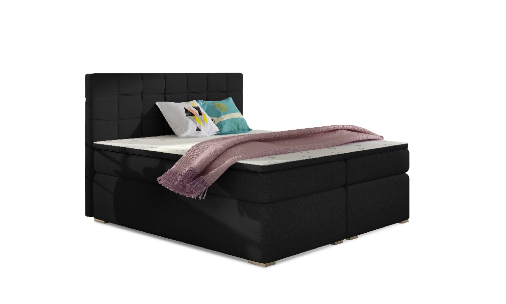 Kontinentálna posteľ 160 cm Abbie (čierna) (s matracmi)