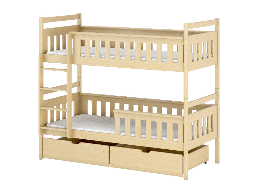 Detská posteľ 80 x 190 cm Tommy (s roštom a úl. priestorom) (borovica)