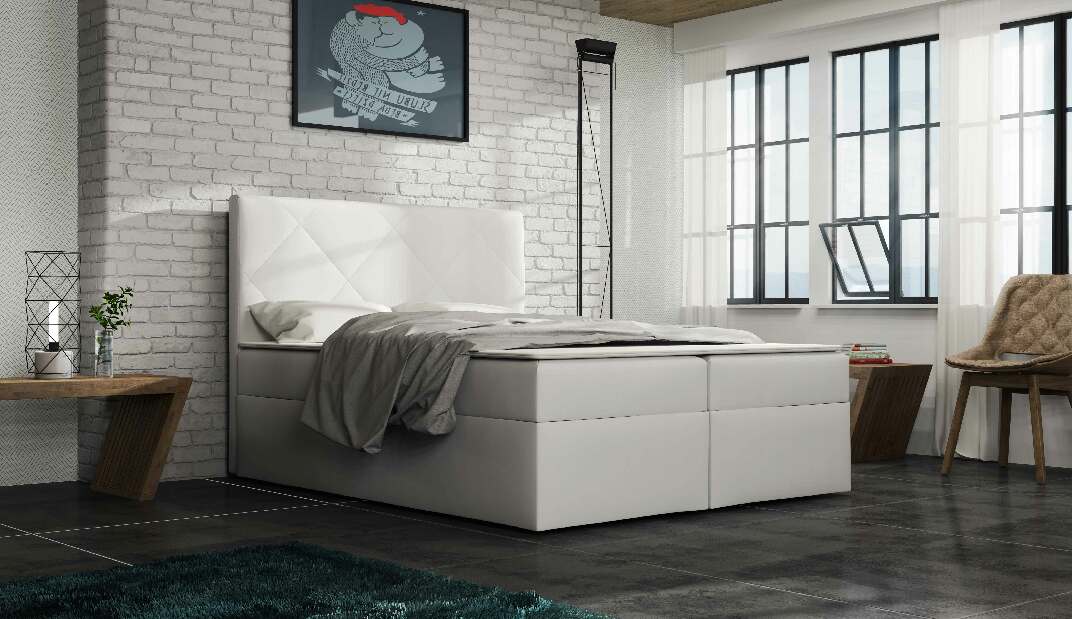 Manželská posteľ 140 cm Octavius (biela) (s matracom)