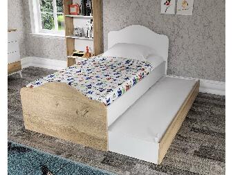 Jednolôžková posteľ 90 cm Sabese 4 (dub + biela) (s roštom)