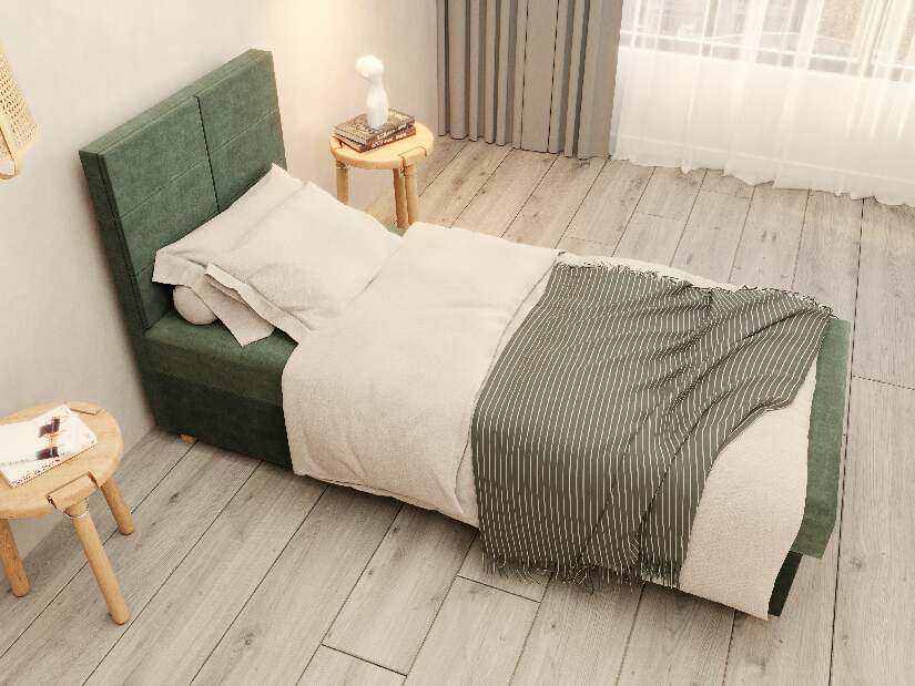 Jednolôžková posteľ 80 cm Picasso I (tmavozelená) (s úl. priestorom a matracom) 