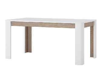 Jedálenský stôl Lynatut Typ 75 (extra vysoký lesk biely + dub sonoma tmavý truflový) (Pre 6-8 osôb)
