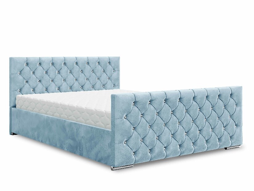 Manželská posteľ 180 cm Quintin (modrá) (s roštom a úložným priestorom)