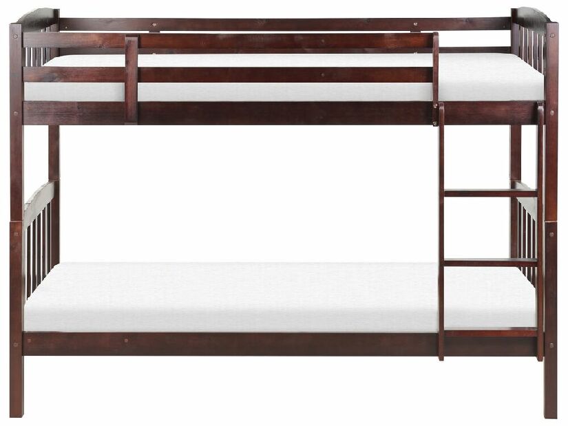 Poschodová posteľ 90 cm Rigel (tmavé drevo) (s roštom a úložným priestorom)