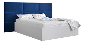 Manželská posteľ s čalúneným čelom 160 cm Brittany 2 (biela matná + modrá) (s roštom)