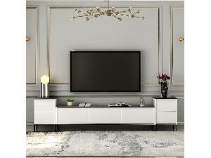 TV stolík/skrinka Iris (biela + čierna + zlatá)