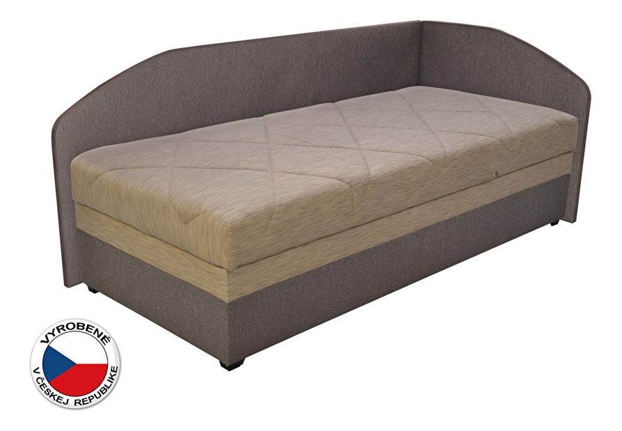 Jednolôžková posteľ (váľanda) 90 cm Blanár Turi (béžová + hnedá) (s roštom a matracom) (P) 