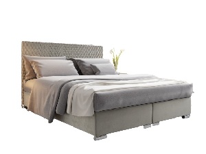 Manželská posteľ 160 cm Boxspring Harlan Comfort (svetlosivá) (s roštom, matracom a úl. priestorom)