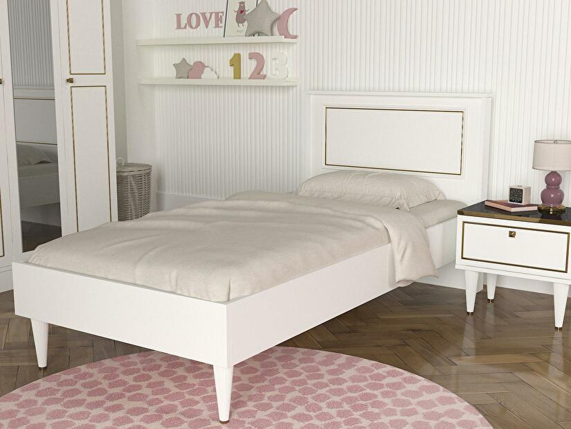 Jednolôžková posteľ 90 cm Raven (biela + zlatá)