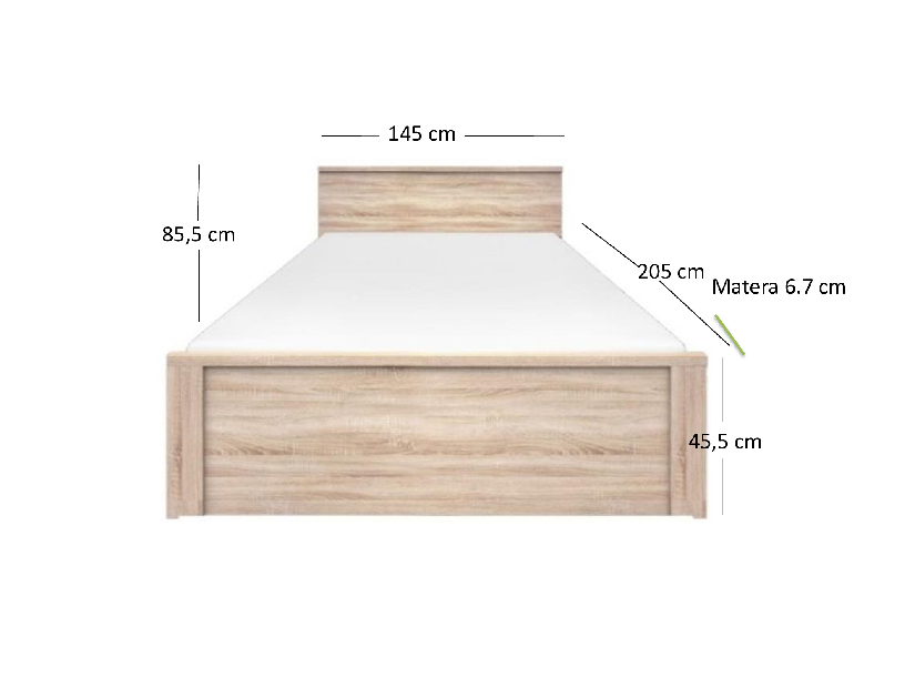 Manželská posteľ 140 cm Noella (dub sonoma) (bez roštu a matraca)