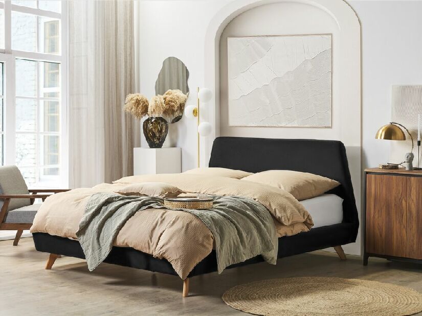 Manželská posteľ 180 cm VENITO (s roštom) (čierna)