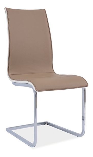 Jedálenská stolička Caph (ekokoža tmavobéžová + biela)