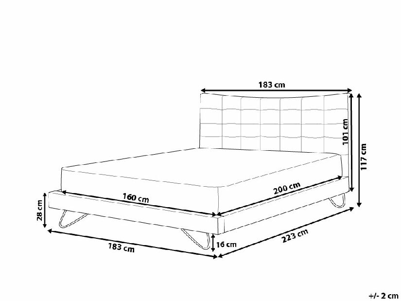 Manželská posteľ 160 cm LANEL (s roštom) (béžová)