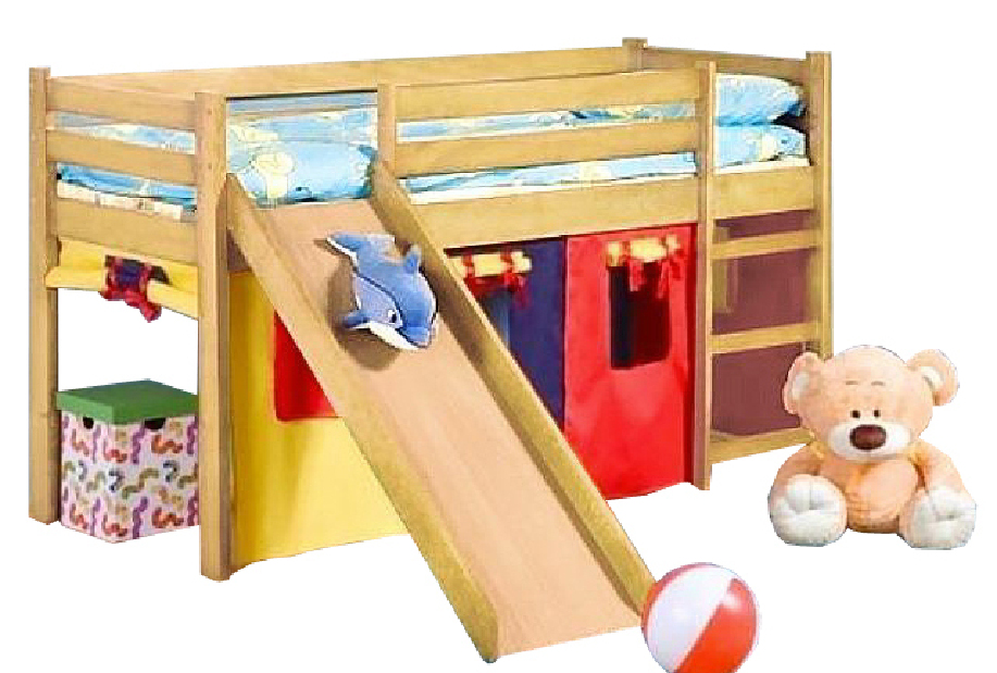 Poschodová posteľ 80 cm Nariz (masív, s roštom a matracom) (borovica)