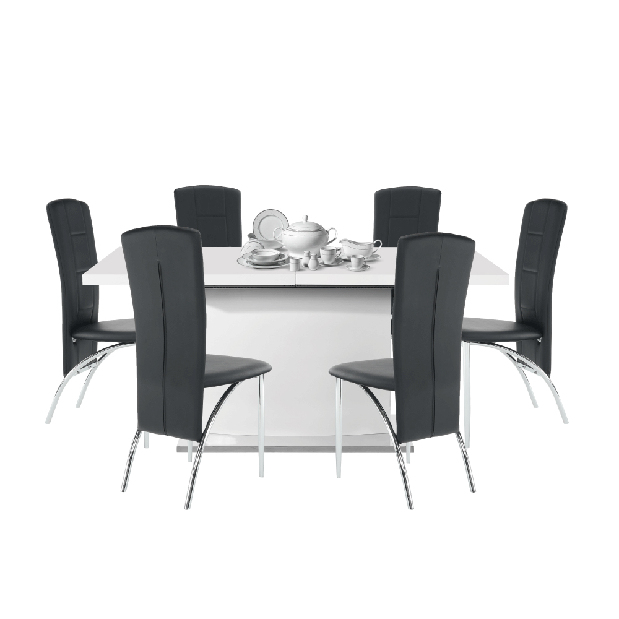 Rozkladací jedálenský stôl Korti (lesk biely) *výpredaj