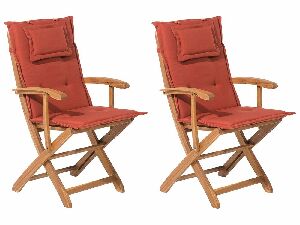Set 2 ks. záhradných stoličiek MALI (svetlé drevo + oranžová)