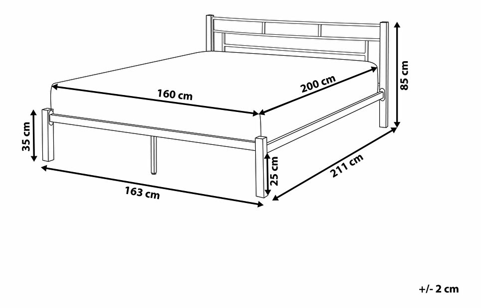 Manželská posteľ 160 cm GARRONE (s roštom) (čierna)
