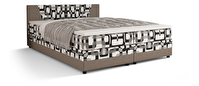 Manželská posteľ  Boxspring 160 cm Linda (vzor + sivohnedá) (s matracom a úložným priestorom)