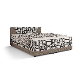 Manželská posteľ  Boxspring 180 cm Linda (vzor + sivohnedá) (s matracom a úložným priestorom)