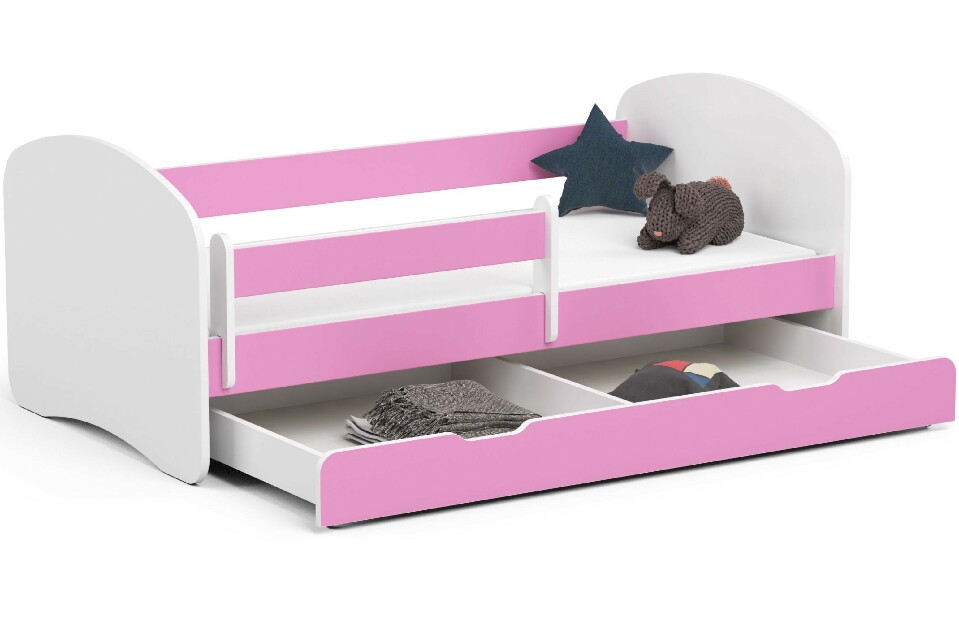 Detská posteľ Pranshi II (ružová) (s matracom)