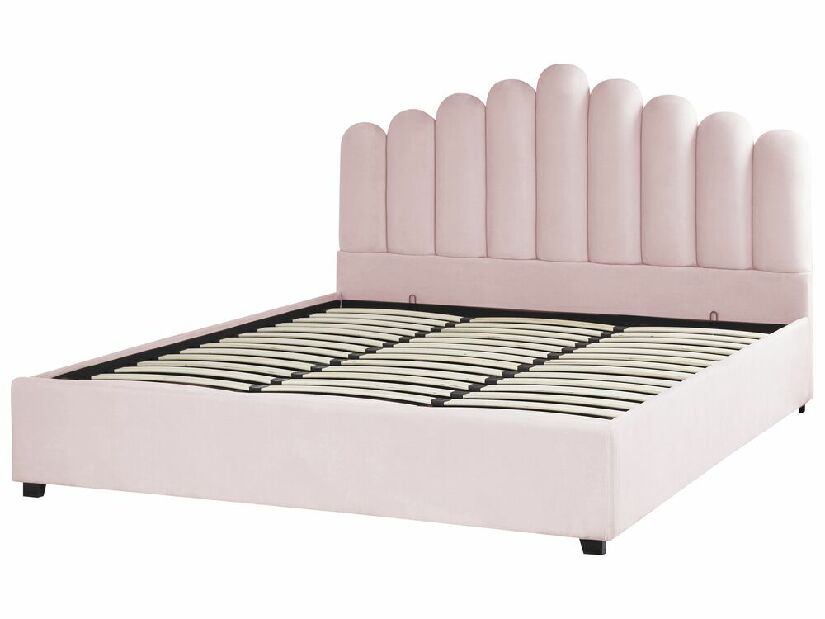 Manželská posteľ 180 cm Valhala (ružová) (s roštom a úložným priestorom)